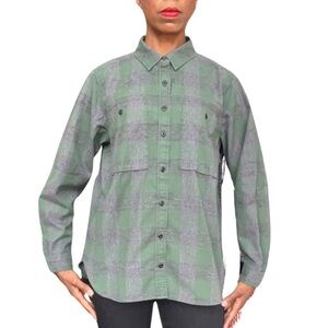 REI COOPERATIVE || GREEN GREY LONG SLEEVE BUTTON DOWN SHIRT || SIZE: 1 XLARGE
